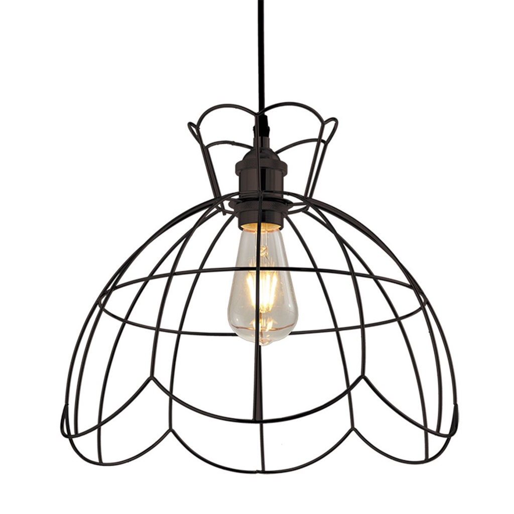 โคมไฟแขวนเหล็ก (E27x1) LUZINO รุ่น F7901B-MBK ขนาด 36.5 x 36.5 x 31 ซม. สีดำ