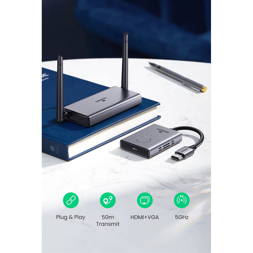 UGREEN (50633) HDMI Wireless Extender 50M. Video Transmitter & Receiver 5GHz
