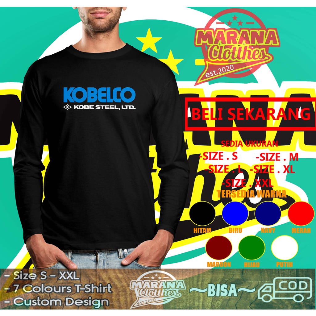 Kobelco Kobe Steel Logo Long Sleeve Distro Shirt