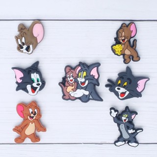 การ์ตูนแมว อะนิเมะ Jibitz Croc สําหรับเด็ก Tom and Jerry Jibbits Charm Pin Animal Shoe Charms Mouse Jibits Crocks อุปกรณ์ตกแต่งรองเท้า