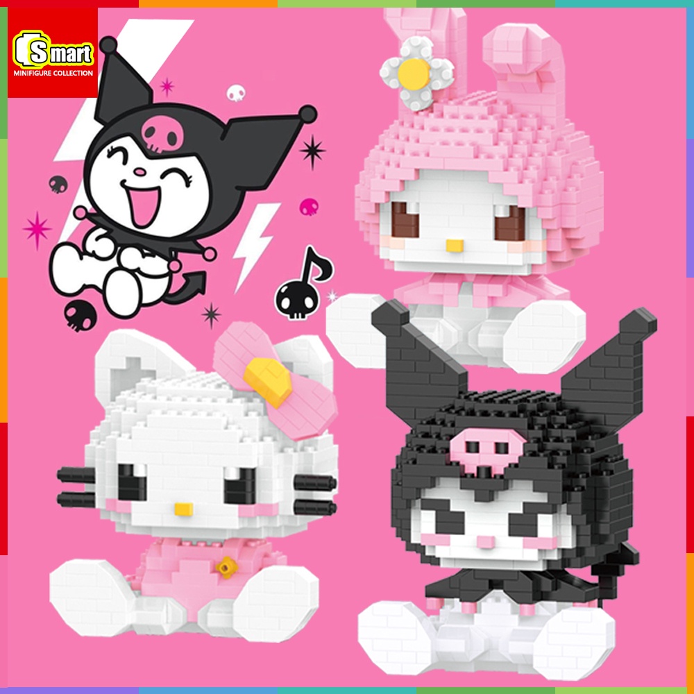 Hello Kitty Kuromi My Melody Small Particle Building Blocks Sanrio ของขวัญตกแต่งปริศนา Charmmy Kitty Girls Series ของเล่นประกอบ
