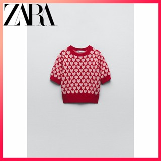 Zara ใหม่ เสื้อกันหนาว ผ้าแจ็คการ์ด ลายหัวใจ สําหรับผู้หญิง