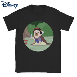 Men Tshirts Disney Pug White Snow White T Shirt Unique Tees Short Sleeve Round Collar T-Shirt Pure Cotton Plus Size_03