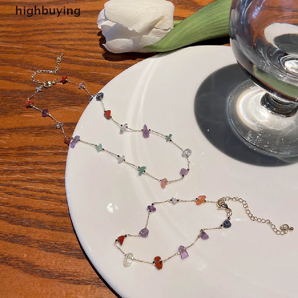 [highbuying] เกาหลี เรียบง่าย สีหิน สร้อยคอโซ่ สําหรับผู้หญิง สีทอง ปาร์ตี้ ชายหาด ไหปลาร้า ของขวัญ สุนทรียภาพ เครื่องประดับใหม่ พร้อมส่ง