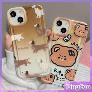 PingCoo - Case For iPhone 14 13 12 11 Plus Pro Max XR TPU Soft Clear Jelly Airbag Case Cute Cartoon Bear Camera Protection Shockproof Back Cover