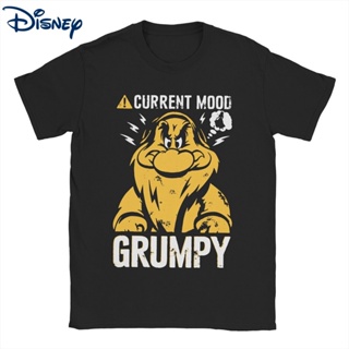 Men T-Shirt Casual Disney Snow White Grumpy Dwarf Current Mood T-Shirts Round Collar Pure Cotton T Shirt Short Slee_03
