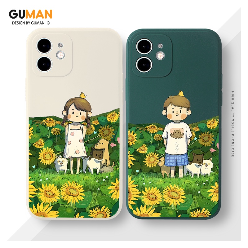 GUMAN เคสคู่ เคสไอโฟน คู่รัก กันกระแทกซิลิโคนนุ่มการ์ตูนน่ารักตลก เคสโทรศัพท์ Compatible for iPhone 16 15 14 13 12 11 Pro Max SE 2020 X XR XS 8 7 6 6S Plus พลัส XYM1525