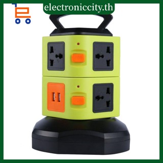 ซ็อกเก็ตแนวตั้ง หลายช่อง สองชั้น พร้อมที่ชาร์จ USB ปลั๊ก UK