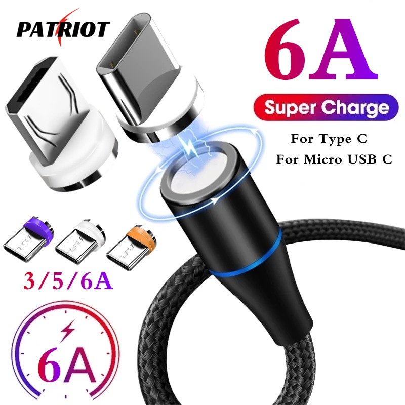 6a Micro Usb C ปลั๊ก Fast Charging Adapter 360 องศาหมุนรอบสายปลั๊กโทรศัพท์ Micro Usb Type-C ปลั๊กสําหรับ Android