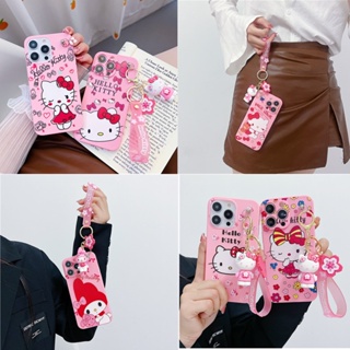 เคสโทรศัพท์มือถือ ซิลิโคนนิ่ม กันกระแทก ลายการ์ตูนเฮลโลคิตตี ประดับโบว์ พร้อมพวงกุญแจ สําหรับ Samsung Galaxy S10 Plus S10E S7 edge