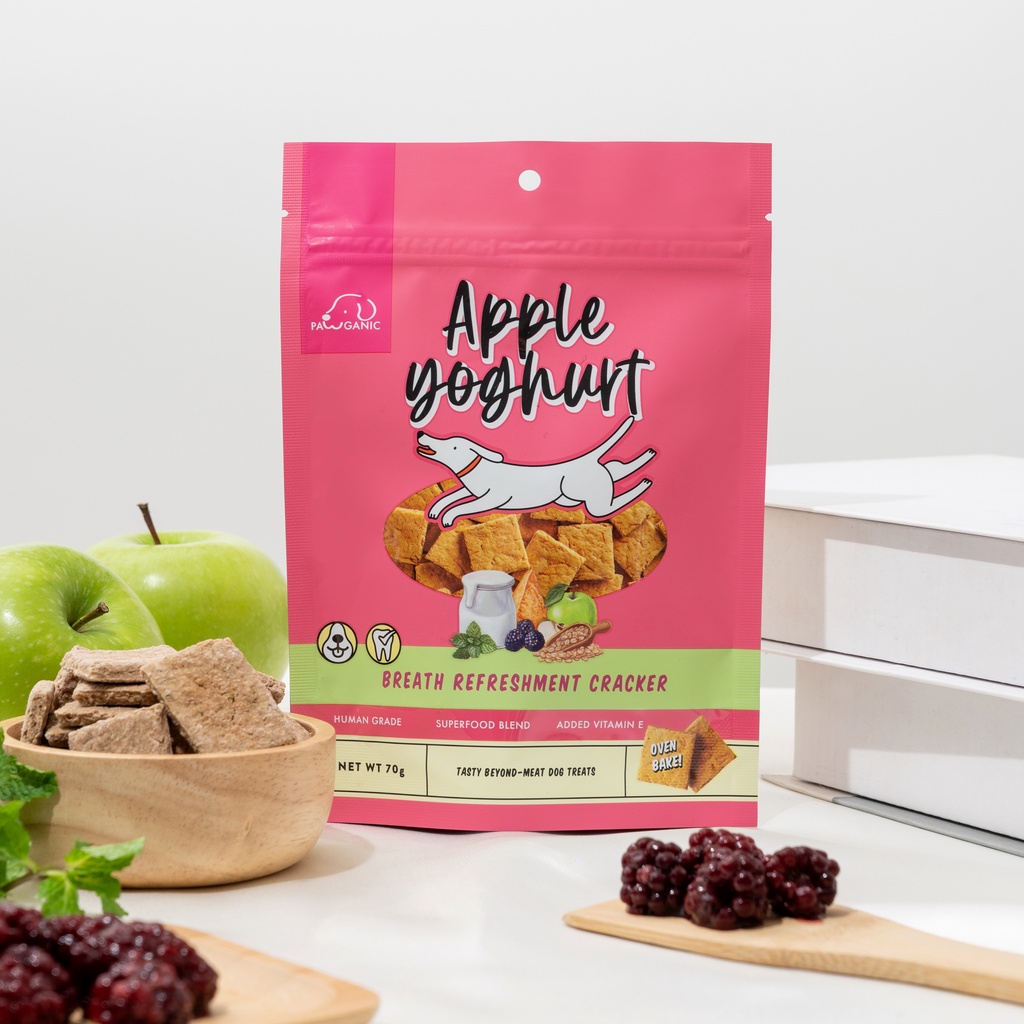ขนมสุนัข PAWGANIC [70 g] แครกเกอร์รสแอปเปิ้ลโยเกิร์ต - Apple Yoghurt Flavour Cracker