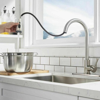 ก๊อกน้ำห้องครัว ก๊อกหมุนได้ 360 องศา ก๊อกน้ําร้อน เย็น สเตนเลส 304 แบบดึงออก ก๊อกอ่างล้างมือ