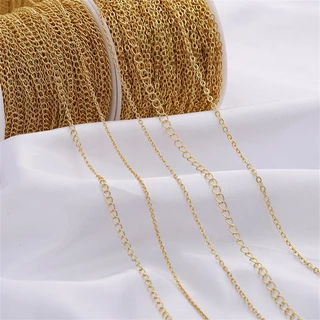 [1-4 มม.] 1 ม. Electroplating 14k Gold-clad Chain Electroplating Platinum Chain 1 ม. ทองแดง diy ทําด้วยมือเครื่องประดับวัสดุ 1 ม.