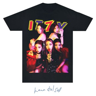 I54 Itzy Korean Vintage Bootleg Oversized Unisex Black Shirt KPOP DTG Print Yeji Ryujin_09