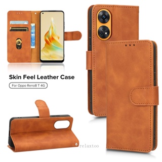 Oppo Reno 8T 4G Skin Feel Luxury Leather Flip Casing For Oppo Reno8 T 8T Reno8T 4G CPH2481 Phone Case Card Slot wallet Bracket Magnetic Shockproof Full Protection Back Cover