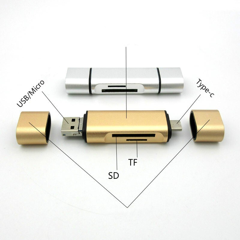 Earldom 3 ใน 1 Scalable OTG Type C Micro USB Adapter TF ตัวอ่านการ์ด SD รองรับ Memory 128GB