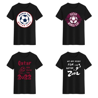 Qatar World Cup Qatar Fifa 2022 เสื้อยืดคอกลม สีดํา สีขาว สําหรับผู้ชาย ผู้หญิง QT2R