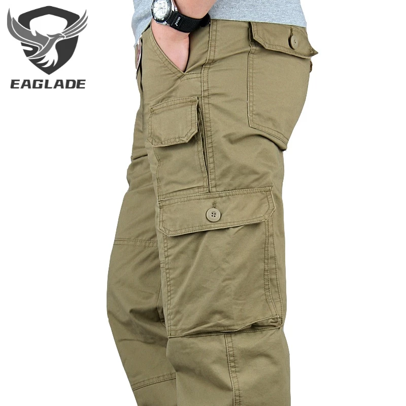 EAGBLADE กางเกงคาร์โก้ยุทธวิธีสีกากีสําหรับผู้ชาย DY-215M-4XL