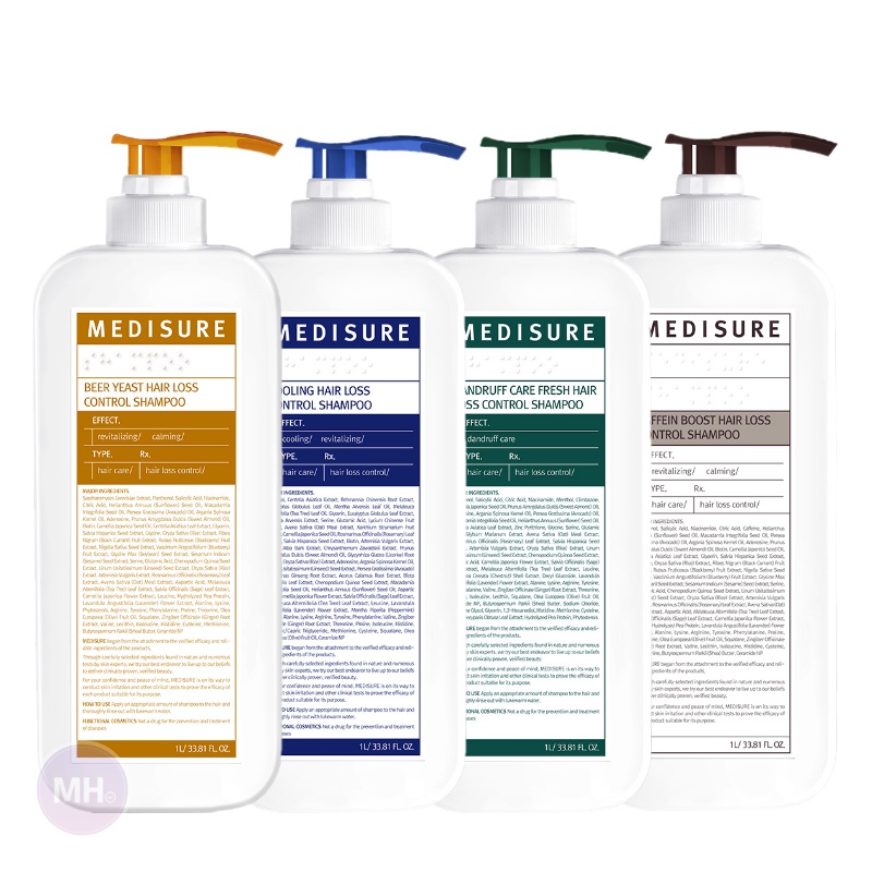 MEDISURE Hair Loss Control Shampoo 1000ml 4 Types / Cooling / Dandruff / Beer Yeast / Caffeine Boost