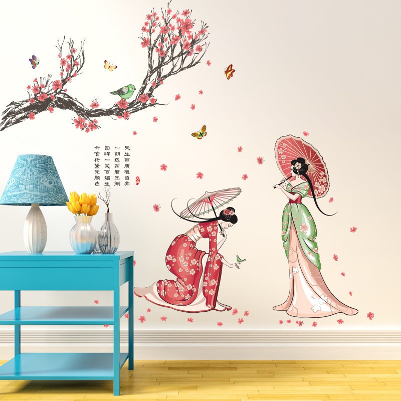 สติ๊กเกอร์ติดผนัง ADEK สติ๊กเกอร์ติดผนังสี SAKURA GIRL VIEW JM7331 สติ๊กเกอร์ติดผนัง