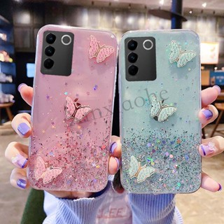 พร้อมส่ง เคสโทรศัพท์มือถือแบบนิ่ม ใส ลายผีเสื้อ ท้องฟ้ากลางคืน หรูหรา สําหรับ Vivo V27 V27E V27 Pro