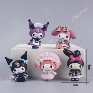 โมเดลฟิกเกอร์ My Melody kuromi Anime Articulado ของเล่นสําหรับเด็ก 5 ชิ้น ต่อชุด