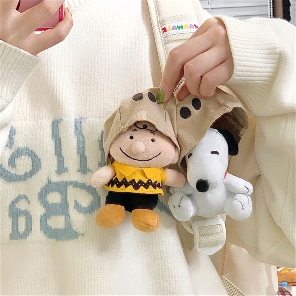Korean Ins Style Vintage Snoopy Cartoon Pendant Plush Doll Key Chain for Bag Decoration