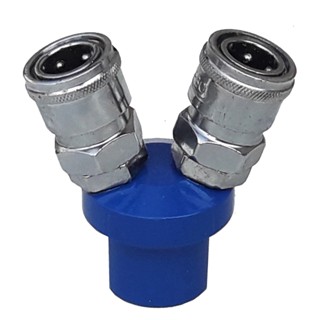 คอปเปอร์ 2 ทาง 1/4" ตัววาย แบบสวมเร็ว ทนทานลมไม่รั่ว ใช้เพื่อต่อสายลมกับอุปกรณ์ต่างๆ Quick Copper Multi Socket เยี่ยมมาก
