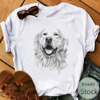 Papillon Dog Golden Retriever Mujer Camisetas White Top T Shirts Summer Aesthetics Graphic Short_04