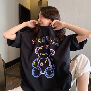 Women T-shirt Cute Teddy Bear Cartoon Top Clothing Summer Short Sleeve Female Clothes Loose Casual Style_02