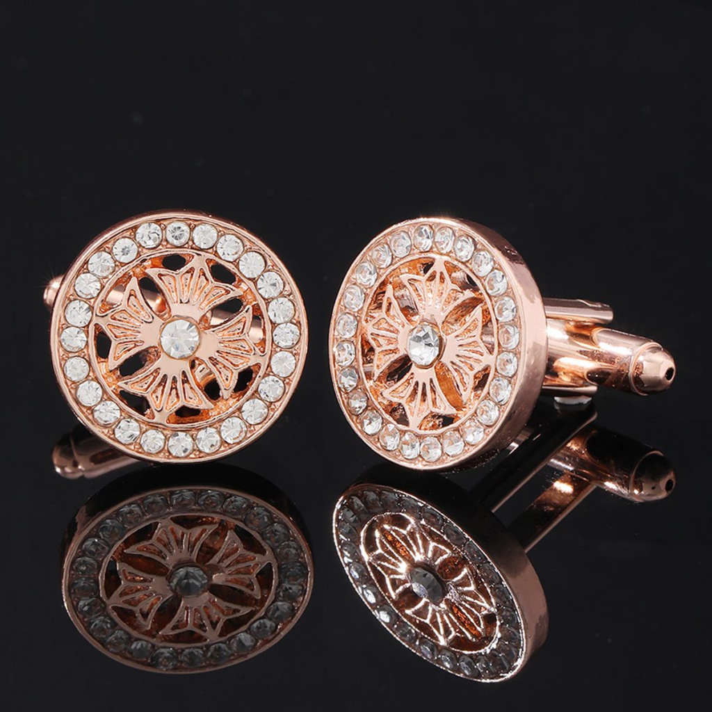 [GHGl] กระดุมข้อมือสูท High-end เพชรเคลือบ Tie คลิป Cufflinks ชุด/แฟชั่นเสื้อฝรั่งเศสชุดทองไฟฟ้าสีสเปรย์ Cufflinks
