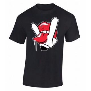 Cartoon Hand Tongue Licking T-Shirt Lips Swag Funny Cool Crazy Gift Shirt Style Round Styl_12