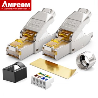 Ampcom ปลั๊กเชื่อมต่ออีเธอร์เน็ต RJ45 CAT8 7 6A ใช้ซ้ําได้