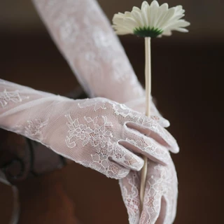 Ahour ถุงมือตาข่าย แบบสั้น สําหรับเจ้าสาว ใส่ออกงานเลี้ยง งานแต่งงาน