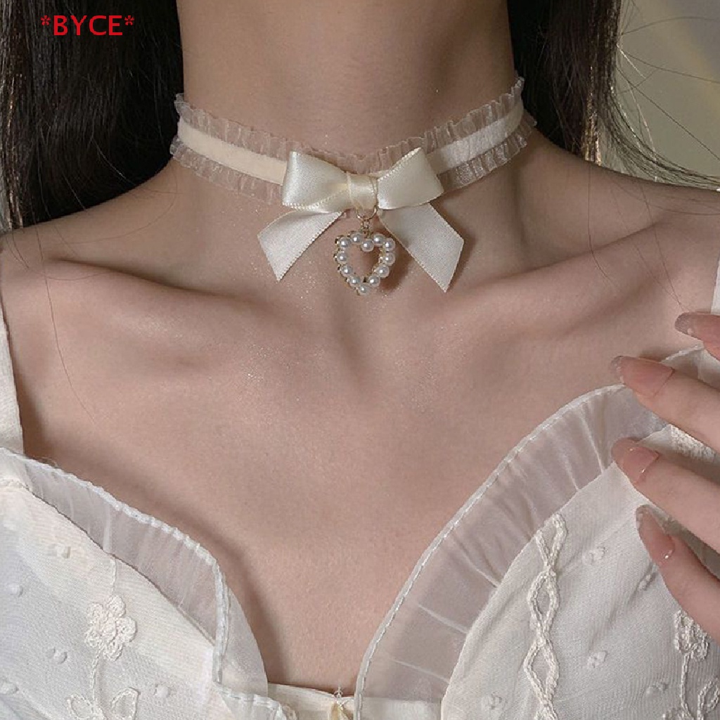 Byce> สร้อยคอโช้กเกอร์ ลูกไม้ หัวใจ โบ สไตล์โกธิค วินเทจ น่ารัก แฮนด์เมด เครื่องประดับ สําหรับผู้หญิง