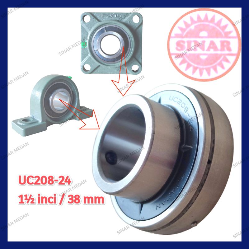 BEARING UC 208 PILLOW BLOCK UC208 LAHAR SITTING UC208-24 1.5 INCH 1 ชิ้น