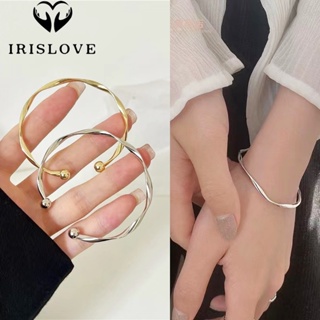 Irislove เรียบง่าย สีเงิน ทรงกลม เปิดกําไลข้อมือ สร้อยข้อมือ สําหรับผู้หญิง เด็กผู้หญิง สไตล์ กําไลข้อมือ อารมณ์ เครื่องประดับมือ สวมใส่ทุกวัน