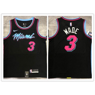 เสื้อกีฬาบาสเก็ตบอล nba Miami Heat No.3 Wade สีดํา