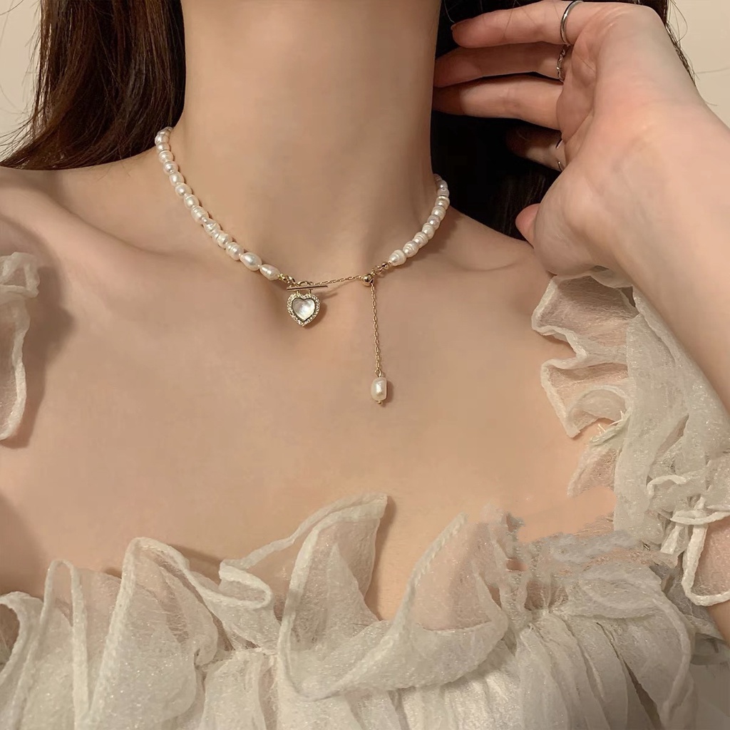 สร้อยคอโซ่ ประดับไข่มุกเทียม ทรงไม่สม่ําเสมอ หรูหรา แฟชั่นเรียบง่าย สไตล์เกาหลี สําหรับผู้หญิง