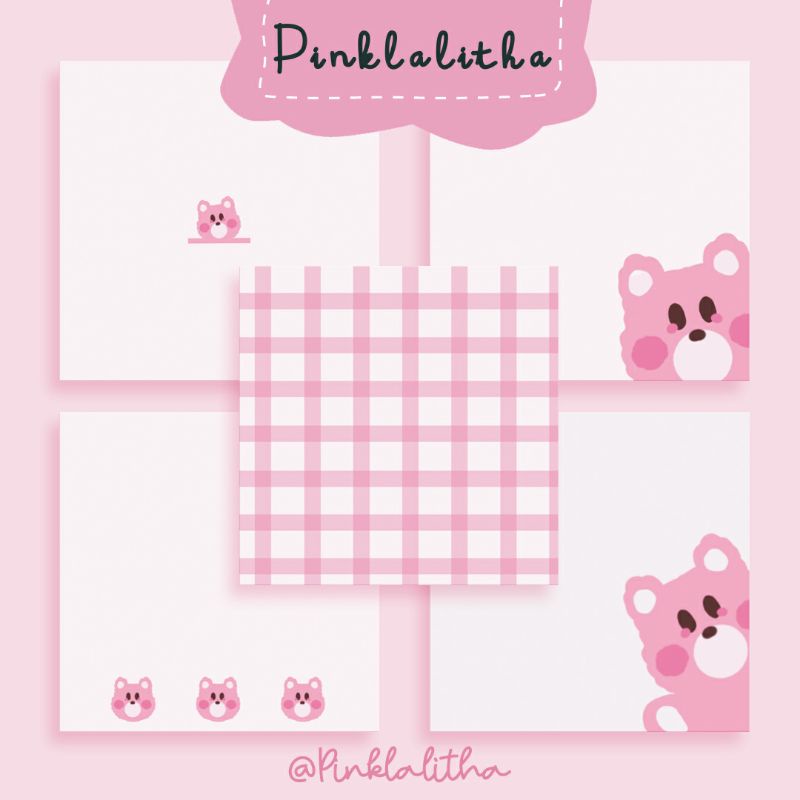 Pinklalitha Memopad กระดาษตุ๊กตาสีชมพูน่ารักเกาหลีไม่เหนียวเหนอะหนะสมุดบันทึกสําหรับโรงเรียน