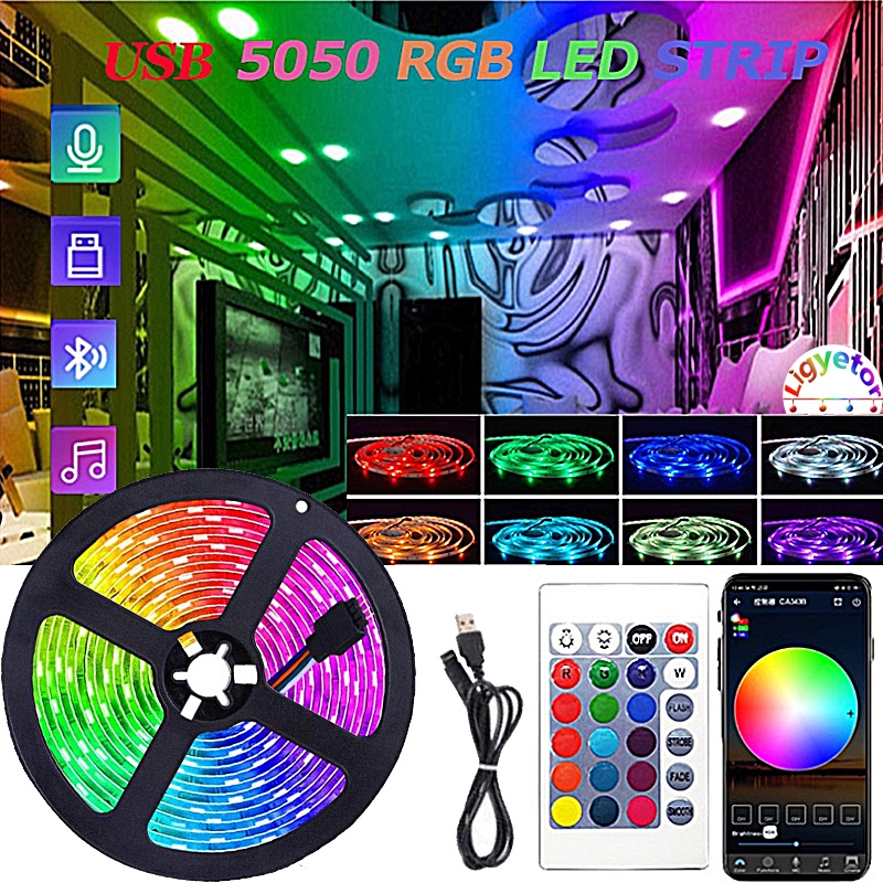 ซื้อ Ligyetor USB Led Strip ไฟ 5050 RGB 16 สีเปลี ่ ยน Warm Led Remote Strip Light สําหรับห ้ องนอนห ้ องนั ่ งเล ่ นทีวีห ้ องครัว DIY ตกแต ่ ง