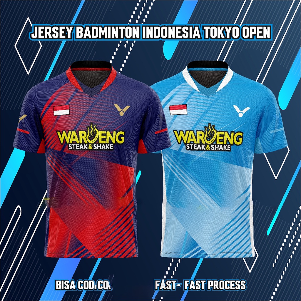 Jersey BADMINTON INDONESIA 2024 TOKYO OPEN Casual Jersey เสื ้ อยืดแขนสั ้ นหลวมกลางแจ ้ ง