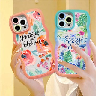 เคสโทรศัพท์มือถือ TPU ขอบคลื่น ลายดอกไม้ สีน้ํา สําหรับ VIVO Y02S V25E Y16 Y22 Y35 Y21T Y21S Y33S Y12 Y15 Y17 Y11 Y12S Y12A Y15S Y15A Y20S Y91C Y19 Y30 Y50 HOSTR