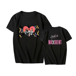 Stray เด็ก Maxident T เสื้อ Stray เด็กเสื้อยืดผ้าฝ้ายคุณภาพสูงแฟน Kpop TeesS-5XL