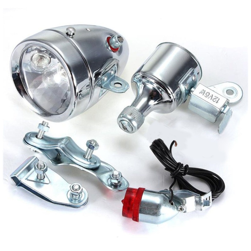 XU 12V 6W เครื่องกำเนิดไฟฟ้า dynamo สำหรับโคมไฟหัวรถจักรยาน พร้อมไฟหน้าและไฟท้าย