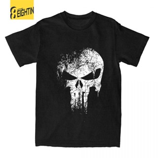 [S-5XL]เสื้อยืด พิมพ์ลายหัวกะโหลก Marvel Punisher น่ารัก สไตล์สตรีท สําหรับผู้หญิง