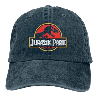 หมวกเบสบอล ผ้าฝ้าย 100% พิมพ์ลายโลโก้ Jurassic Park ปรับได้ แฟชั่นสร้างสรรค์ สไตล์อเมริกัน สําหรับผู้ชาย