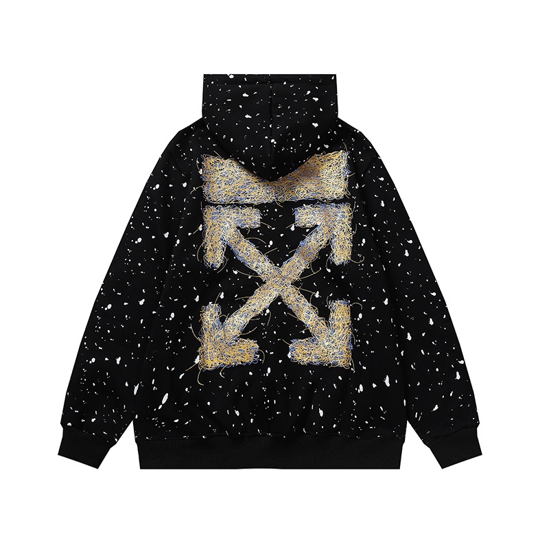 Off-ส่วนบุคคลที่สะดุดตา star graffiti สุ่มสายลูกศรการออกแบบไอคอนพิมพ์ casual plushJ hoodieS54T