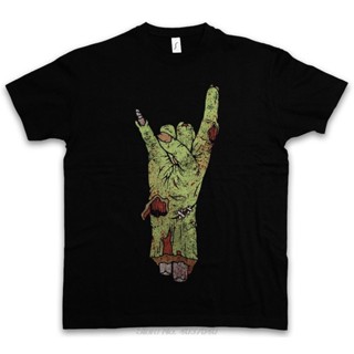 เสื้อยืดลําลอง ผ้าฝ้าย แขนสั้น คอกลม พิมพ์ลาย Zombie Metal Fist สําหรับผู้ชาย