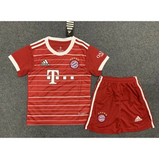 เสื้อกีฬาแขนสั้น ลายทีมชาติฟุตบอลชั้นนํา Bayern Stadium และกางเกงขาสั้น คุณภาพสูง สําหรับเด็ก 2223